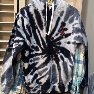 Black gray and white tyedye hoodie